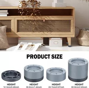 Round Bed Risers Set of 32 Heavy Duty Furniture Risers Lifts Adjustable (Gray) - Picture 1 of 7