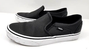 VANS Off The Wall Womens Leather Loafers Size 8 Black and White - Picture 1 of 7