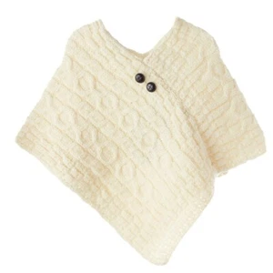 Irish Heritage Natural Wool Poncho For Girls - Picture 1 of 3