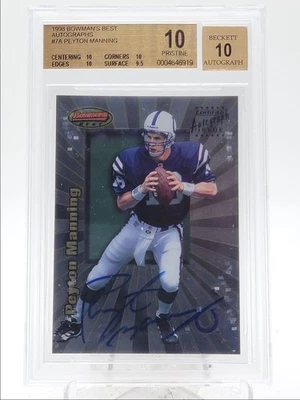 PEYTON MANNING 1998 BOWMAN'S BEST ROOKIE AUTOGRAPH COLTS RC AUTO BGS 10 Q5966-F - Image 1 of 2