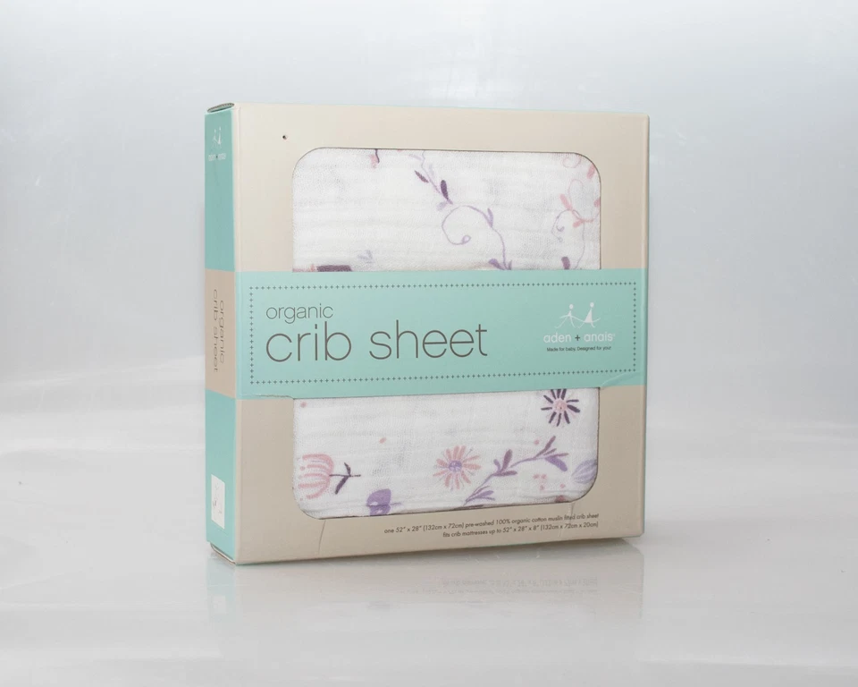 Sábana bajera ajustada de muselina de algodón orgánico Aden + Anais, ciervo lavanda Foto 1 de 4