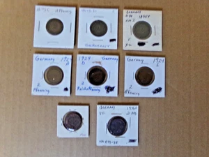 Pequeño lote de 8 monedas antiguas de 2 peniques de Alemania - Imagen 1 de 1
