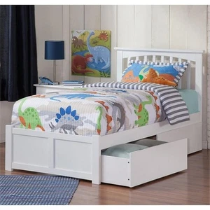 AFI Mission Twin Solid Wood Bed with Storage Drawers in White - Picture 1 of 8