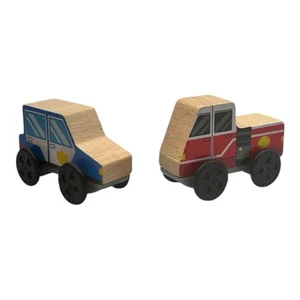 KidKraft Wooden Police Car And Truck Plastic Wheel Toys Set of 2 - Picture 1 of 9