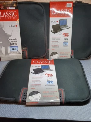 💻 Lot of 3 Check Fast Solo 15.4" Laptop Travel Sleeve Case CLA101-4 Black👜 - Image 1 of 4