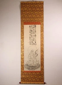 Japanese Hanging Scroll “Kannon Bodhisattva” by Ichinyo Ink on Silk - Picture 1 of 20