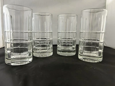 Vasos Cubistas De Colección Anchor Hocking Vasos Tartán Juego 4 Pesados.  Usado en excelente estado Foto 1 de 3