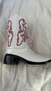 Cowboy Boot Pink & White  Scented Lg NWT Country Western Gift Home Decor - Picture 1 of 5