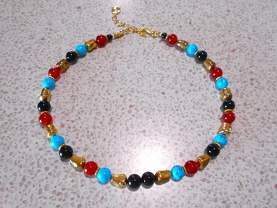 Ail Aluma 24ct Gold Plate & Gemstone Statement Necklace - Colombia Series - Image 1 of 3