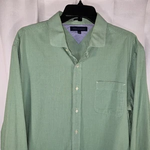 Tommy Hilfiger Green Gingham Check Button Up Long Sleeve Slim Fit Dress Shirt - Picture 1 of 14