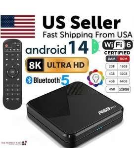 2025 Upgraded R69 PRO Smart Android 14 TV Box Quad Core 8K 4K HD Stream Player - Picture 1 of 7