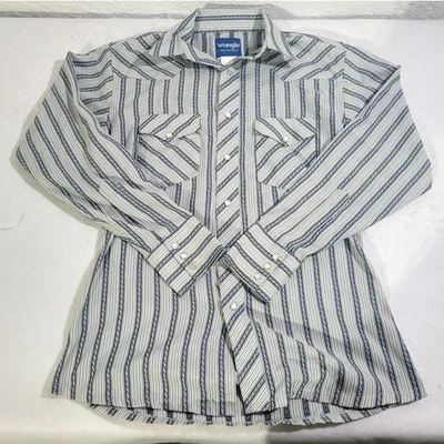 Vintage Wrangler Button up Snap Button Striped Dress Shirt Gray Size L - Image 1 of 4