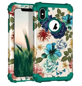 Hocase 2018 iPhone XS Max 6.5 in Teal Flower Case - Picture 1 of 2
