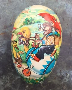 altes Pappei  Füllei Osterei Candy Container 16cm Hase auf Osterei - Bild 1 von 3