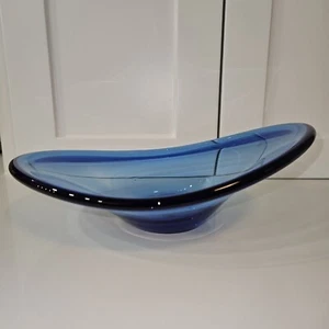 Piatto ciotola asimmetrico Lutken Holmegaard blu cobalto design MCM 10,5 pollici - Foto 1 di 16
