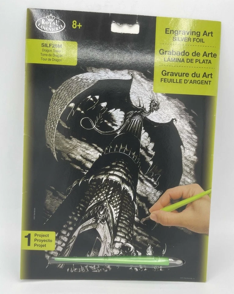 Dragon Tower Engraving Art Kit Royal & Langnickel  Silver Foil 2011 NIB Gift - image 1 of 4