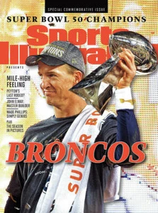2015 Sports Illustrated Peyton Manning Denver Broncos Super Bowl 50 L CHAMPIONS - Picture 1 of 1