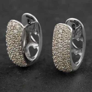Second Hand 18ct White Gold 1.25ct Brilliant Cut Diamond Hoop Earrings 4165108 - Picture 1 of 2
