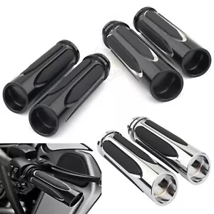 CNC Handlebar Hand Grips For Harley Electra Glide Road Glide Softail Electronic - Picture 1 of 19