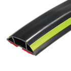 7.9ft Floor Cord Cover Cable Protector 0.8"W x 0.4"H Black Yellow Line