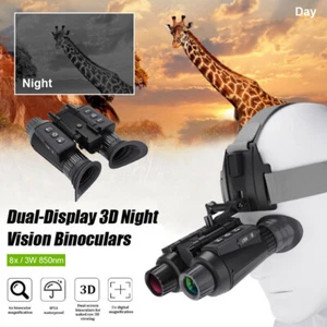 Binoculars 3D Infrared Night Vision Goggles 8X Digital Zoom Head Mounted Hunting - Picture 1 of 23