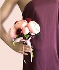 PINK Wedding Bride’s Bouquet & Groom’s Boutonnière Pro Made Hand Tied Pearls NEW