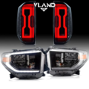 VLAND LED Headlights+SMOKED Tail Lights For 2014-2021 Toyota Tundra W/Sequential - Picture 1 of 22