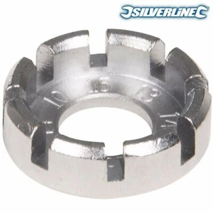 BIKE SPOKE KEY Bicycle Sizes 10 11 12 13 14 15 Silverline 8 Way Wheel Rim Gauge - Picture 1 of 3