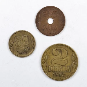 YUGOSLAVIA Lotto 3 monete 25 Para 1938 50 Para 1938 2 Dinara 1938 - Picture 1 of 2