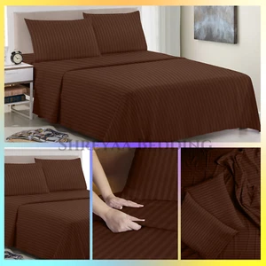 1000TC OR 1200TC Ultimate Sheets Collection Select AU Size Chocolate Stripes - Foto 1 di 15