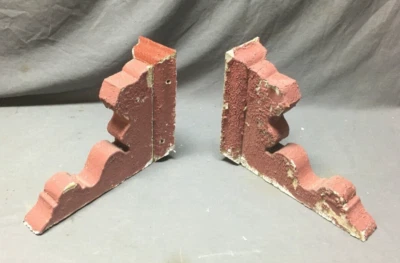 Pair Antique Wood Corbel Roof Bracket Victorian Shabby Red Old VTG Chic 70-25B - Image 1 of 4