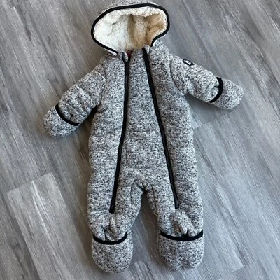 Ben Sherman Traje Cochecito Oso Una Pieza Unisex 12 Meses Gris Sherpa Con Capucha Foto 1 de 4