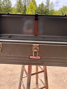 Vtg 1950s Craftsman Carpenters 30" Metal Tool Box w/tray, End Handles, Saw Slot - Picture 1 of 11