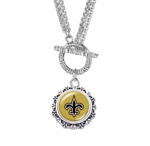 New Football Charm Toggle Necklace Stainless Steel - Picture 1 of 2