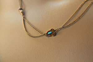 Y/GOLD FILLED W/TURQUOISE STONE IN SLIDE WATCH CHAIN NECKLACE, 47" 11.4 GRAMS