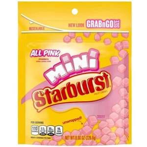 931997 1x 226.8g BAG STARBURST MINI ALL PINK CHEWS STRAWBERRY UNWRAPPED CANDY - Picture 1 of 1