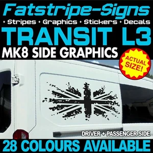 para adaptarse FORD TRANSIT MK8 L3 UNION JACK BANDERA BRITÁNICA PEGATINAS GRÁFICAS FURGONETA - Imagen 1 de 2