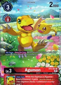 TARJETA HOLO BANDAI DIGIMON AGUMON BT6-007 U - ROJA - Imagen 1 de 2