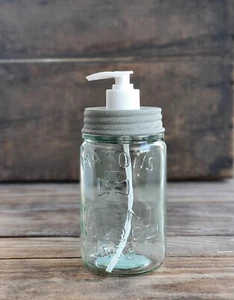 Dispenser sapone pinta muratore barattolo coperchio zinco campagna casale cucina arredamento - Foto 1 di 3