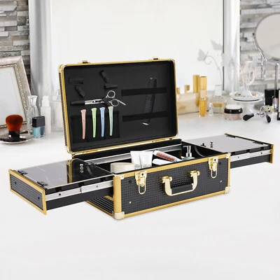 Caixa de ferramentas para barbeiro estojo organizador estojo de transporte para barbeiro com fechaduras e chaves - Imagem 1 de 4