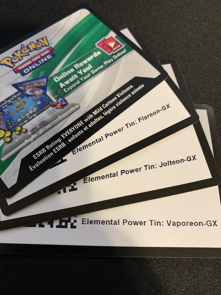 3 Pokemon Online Code Elemental Power Tin All 3 Eevee Evolution Prompt Message - Image 1 of 1