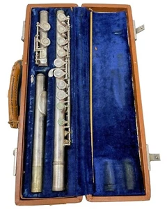 Vintage / Antique F.E. Olds Ambassador flute Silver with case, 100% Authentic - Picture 1 of 9