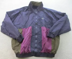 Vintage IZOD Jacket Men's Extra Large Windbreaker Full Zip Color Block Purple - Picture 1 of 8