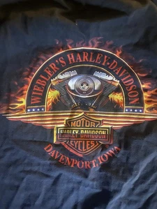 Vintage Harley Davidson Y2K Tshirt Men L Eagle Flame Wieblers Davenport IA 2000s - Picture 1 of 6