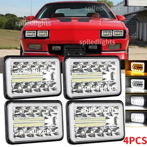 4PCS Fit for 82-92 Chevrolet Camaro Iroc-Z 4x6" LED Headlights Hi-Lo DRL Turn - Picture 1 of 11