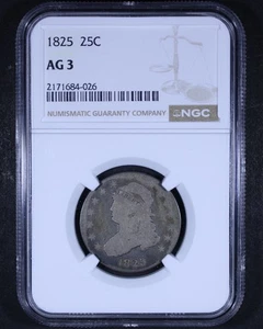 1825 Capped Bust Quarter - 25c NGC AG03 - Tough Coin! - Picture 1 of 4