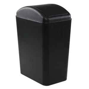 16 Liter Plastic Garbage Can, Waste Bin with Swing Lid (Black) - Picture 1 of 7