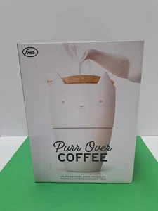 Fred Purr Over Coffee Maker White Cat Shaped Cup Mug Set New Open Box - Picture 1 of 14