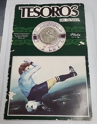 MEXICO TESOROS DEL MUNDIAL СЕРЕБРО 50 ПЕСО 1986 НА КАРТЕ U14 - Изображение 1 из 3