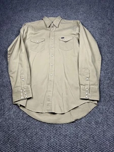 Wrangler Shirt Mens Large Tall 16.5 37 Tan Western Cowboy Pearl Snap Long Sleeve - Picture 1 of 7